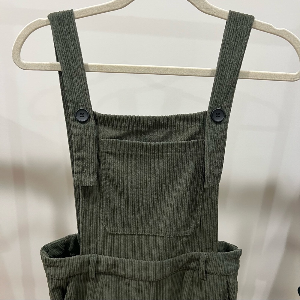 Cider Olive Green Ribbed Overall Jumper